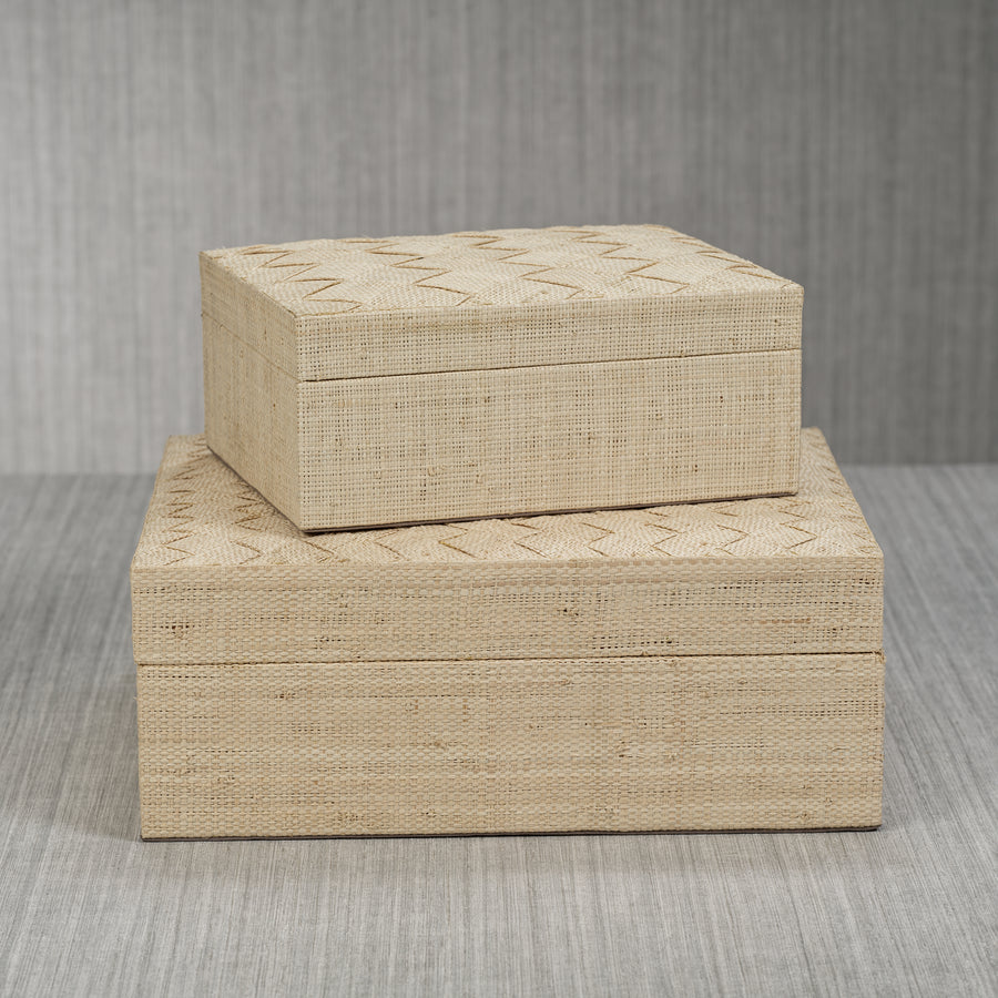 La Bocca Woven Raffia Box - Natural - Decorative Accessories by Carlyle Avenue