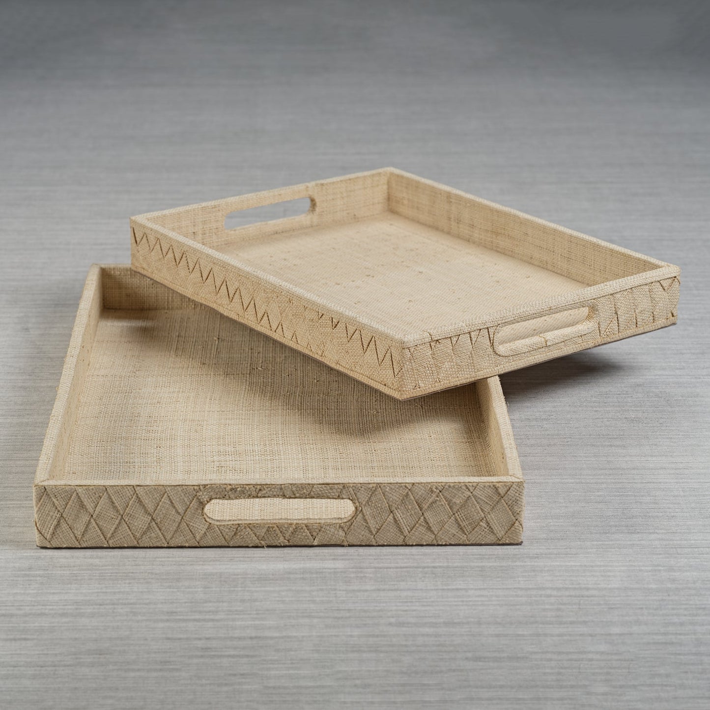 La Bocca Woven Raffia Serving Tray - Natural - Trays by Carlyle Avenue