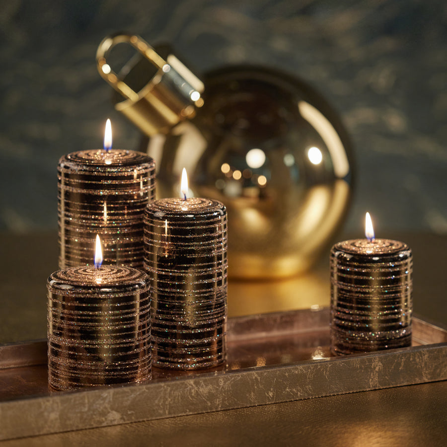Metallic Pillar Candle - Metallic Green & Gold Glitter - Candles by Carlyle Avenue