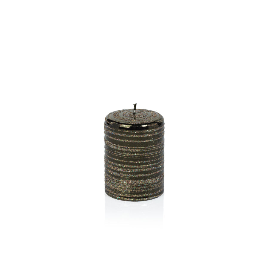 Metallic Pillar Candle - Metallic Green & Gold Glitter - Candles by Carlyle Avenue
