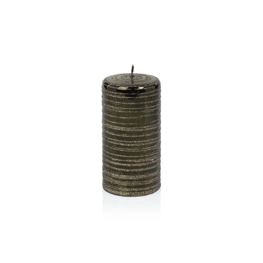 Metallic Pillar Candle - Metallic Green & Gold Glitter - Candles by Carlyle Avenue