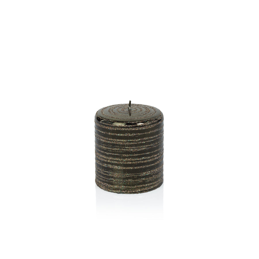 Metallic Pillar Candle - Metallic Green & Gold Glitter - Candles by Carlyle Avenue