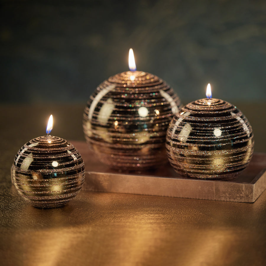Metallic Ball Candle - Metallic Green & Gold Glitter - Candles by Carlyle Avenue