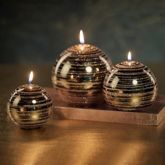 Metallic Ball Candle - Metallic Green & Gold Glitter - Candles by Carlyle Avenue