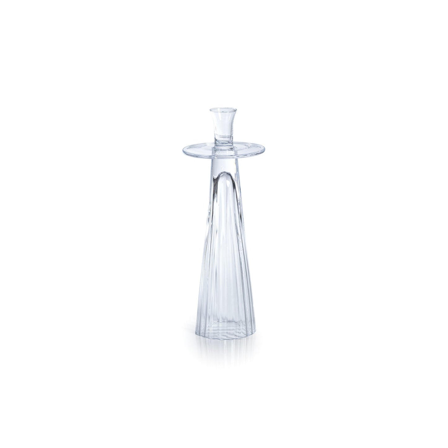 Tall Ribbed Glass Taper Holder - Candle Holders by Carlyle Avenue