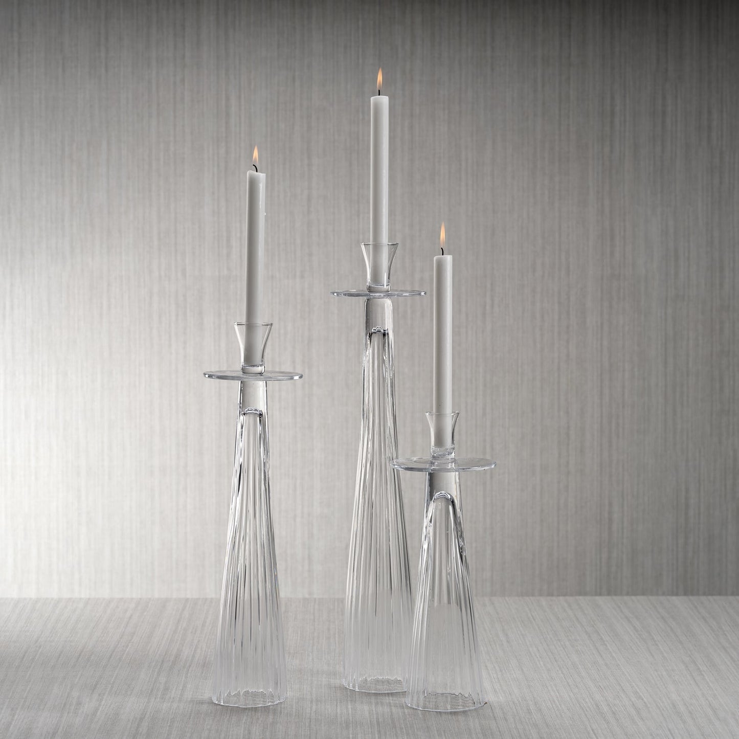 Tall Ribbed Glass Taper Holder - Candle Holders by Carlyle Avenue