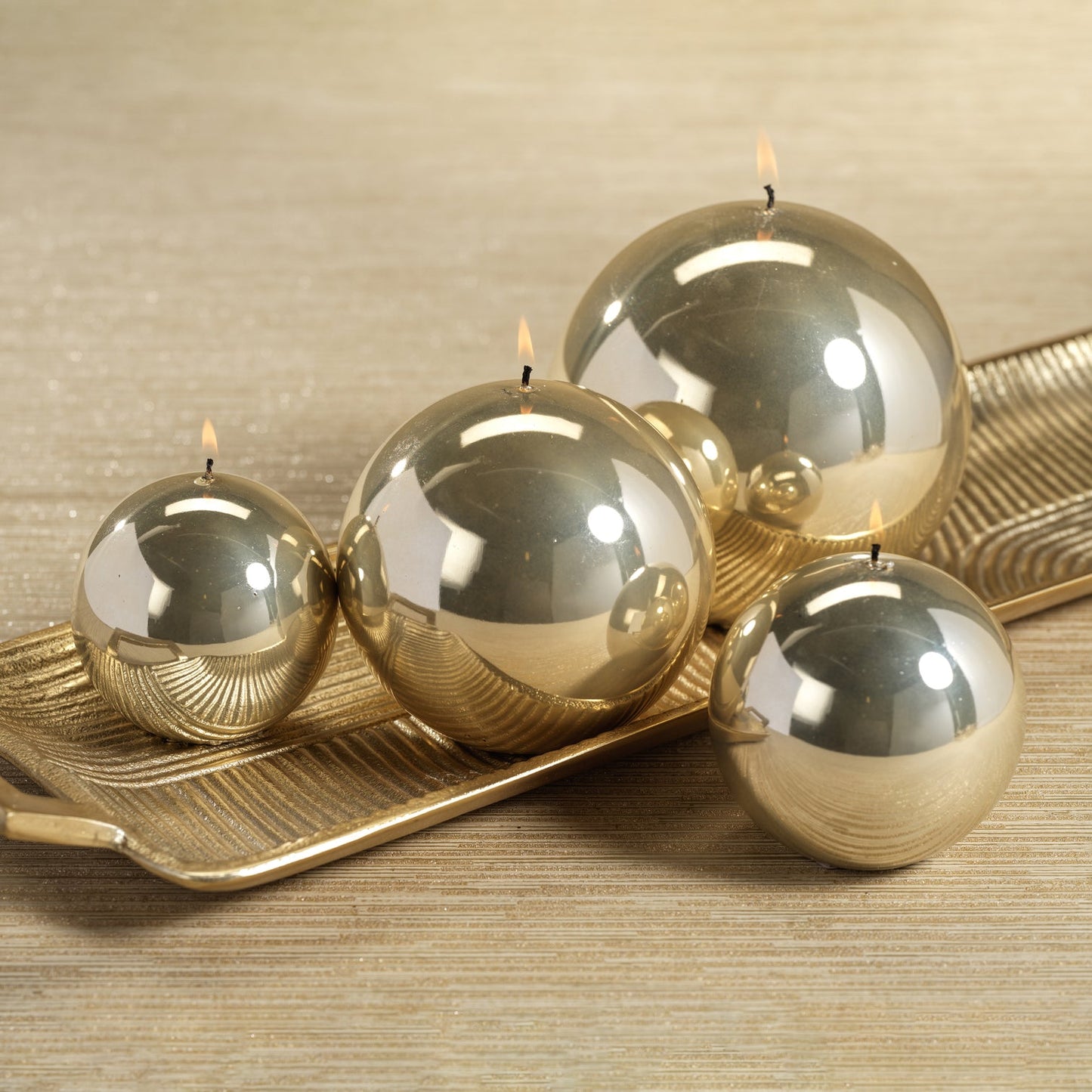 Metallic Ball Candle - Matte Pearl Gold - Candles by Carlyle Avenue