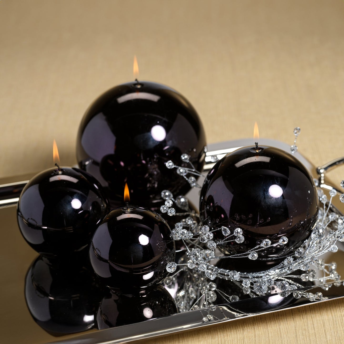 Metallic Ball Candle - Matte Pearl Black - Candles by Carlyle Avenue