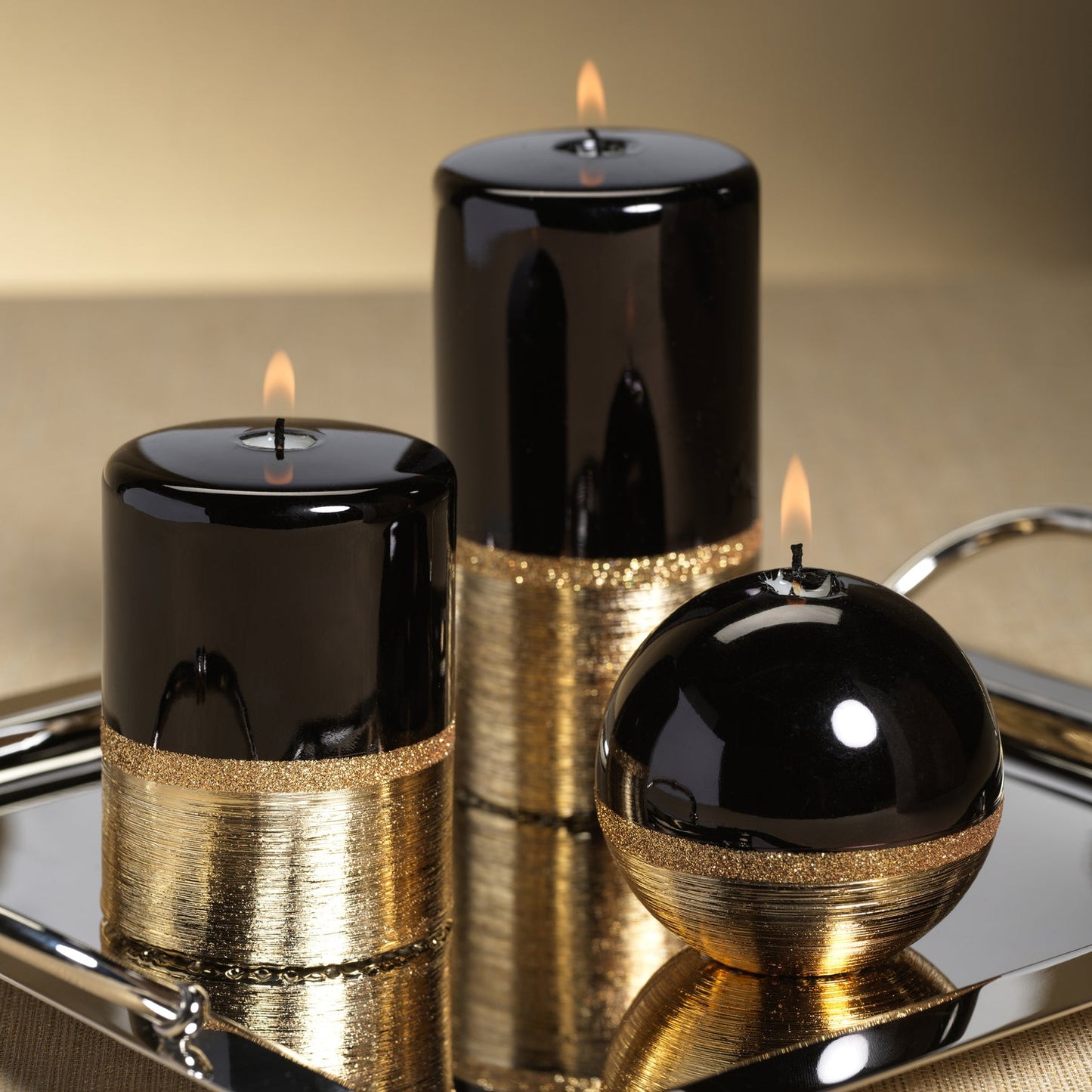 Metallic Candle - Black with Gold - Candles by Carlyle Avenue