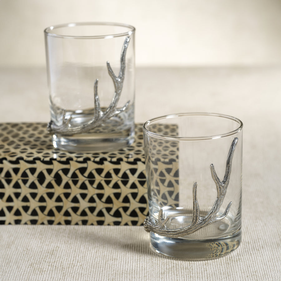 Davos Glassware with Pewter Antler Collection - Glassware by Carlyle Avenue