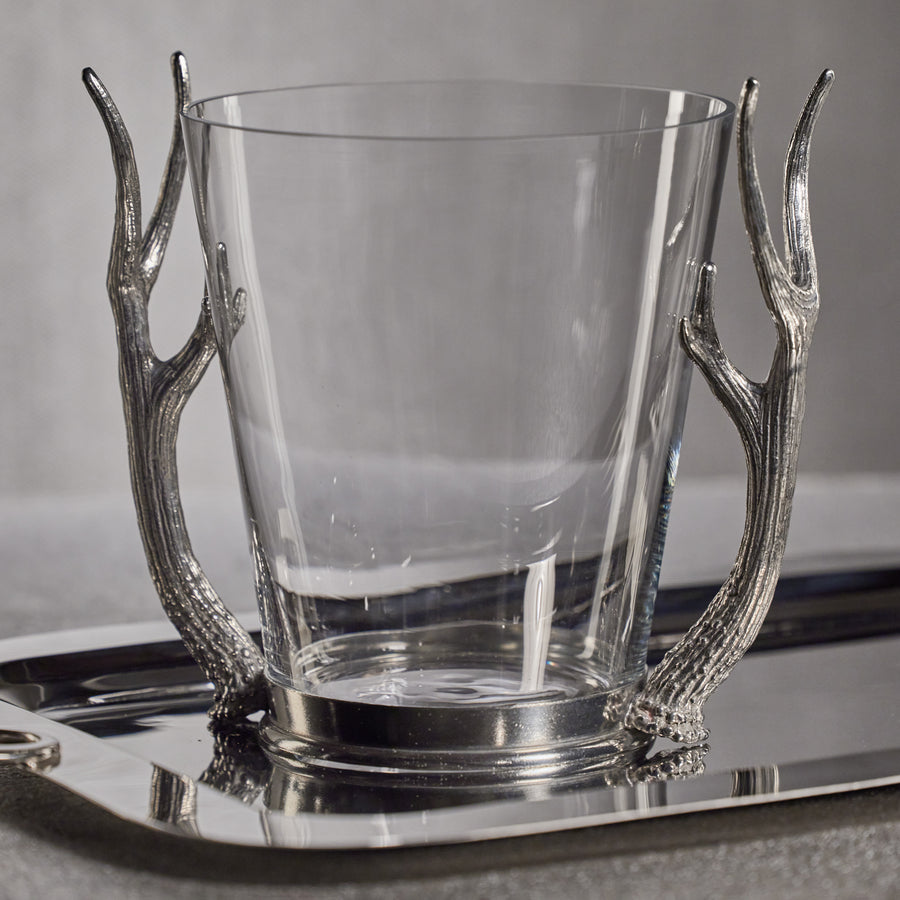Davos Glass Wine and Champagne Bucket with Pewter Antler Handles - Barware by Carlyle Avenue