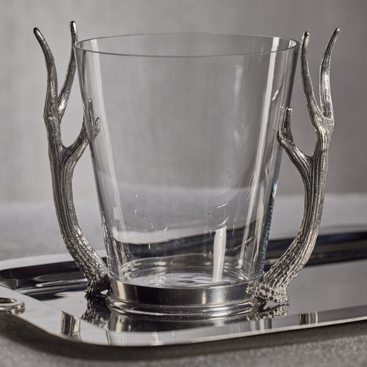 Davos Glass Wine and Champagne Bucket with Pewter Antler Handles - Barware by Carlyle Avenue