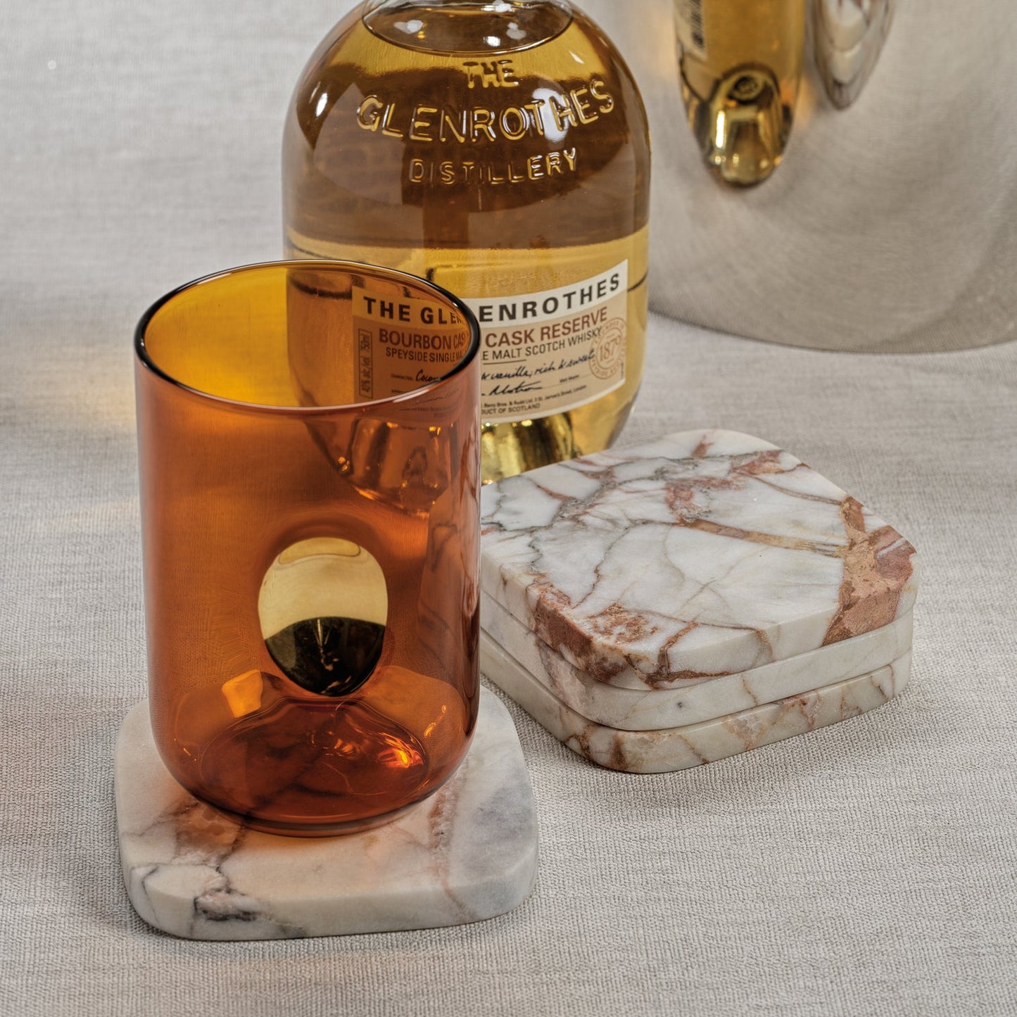 Rosso Verona Matte set of 4 Marble Coasters - Coasters by Carlyle Avenue