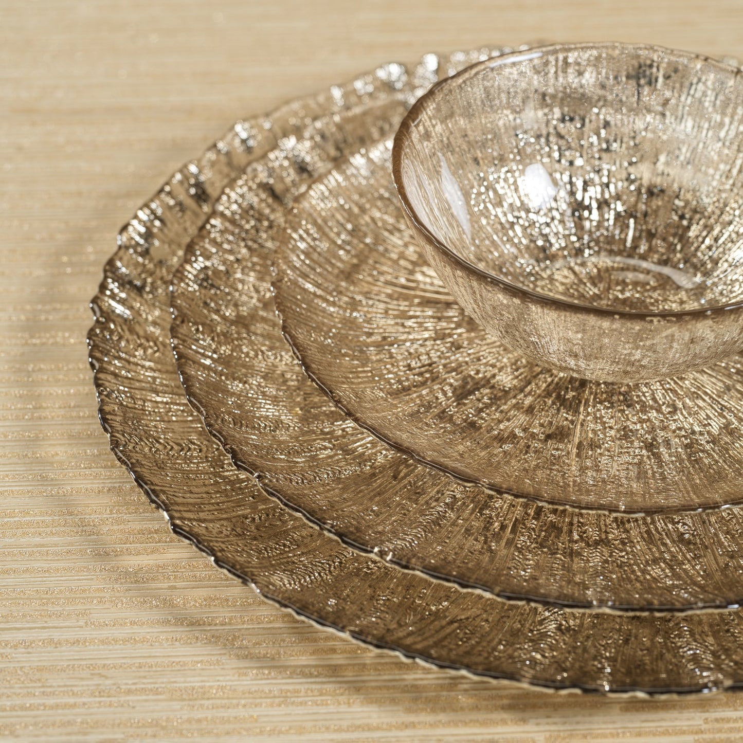 Luminara Fusion Glass Platter - Golden Silver - Serveware by Carlyle Avenue