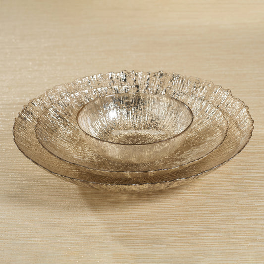 Luminara Fusion Glass Bowl - Golden Silver - Serveware by Carlyle Avenue