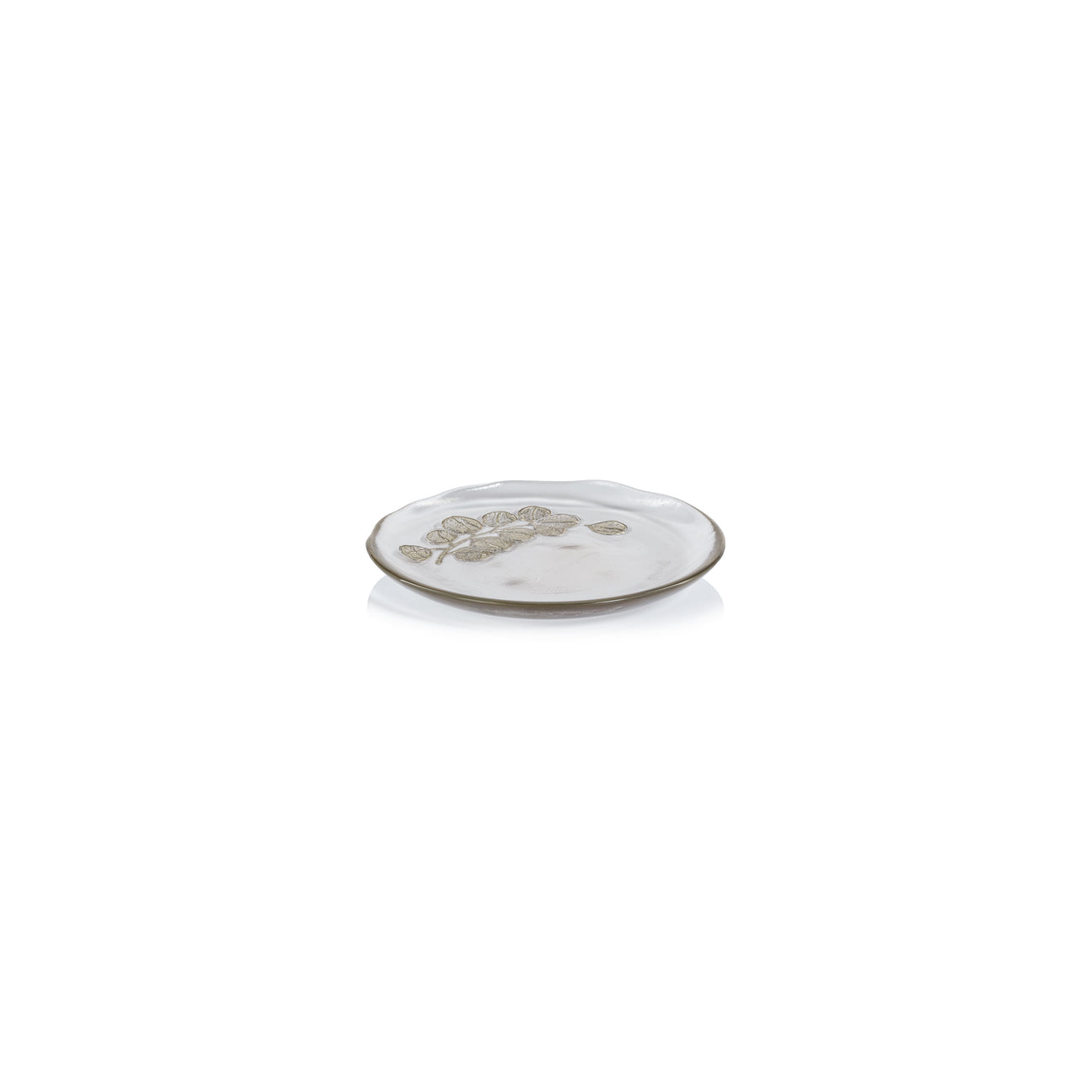 Eucalyptus Design Glass Dessert Plate - Golden Champagne - Plates by Carlyle Avenue
