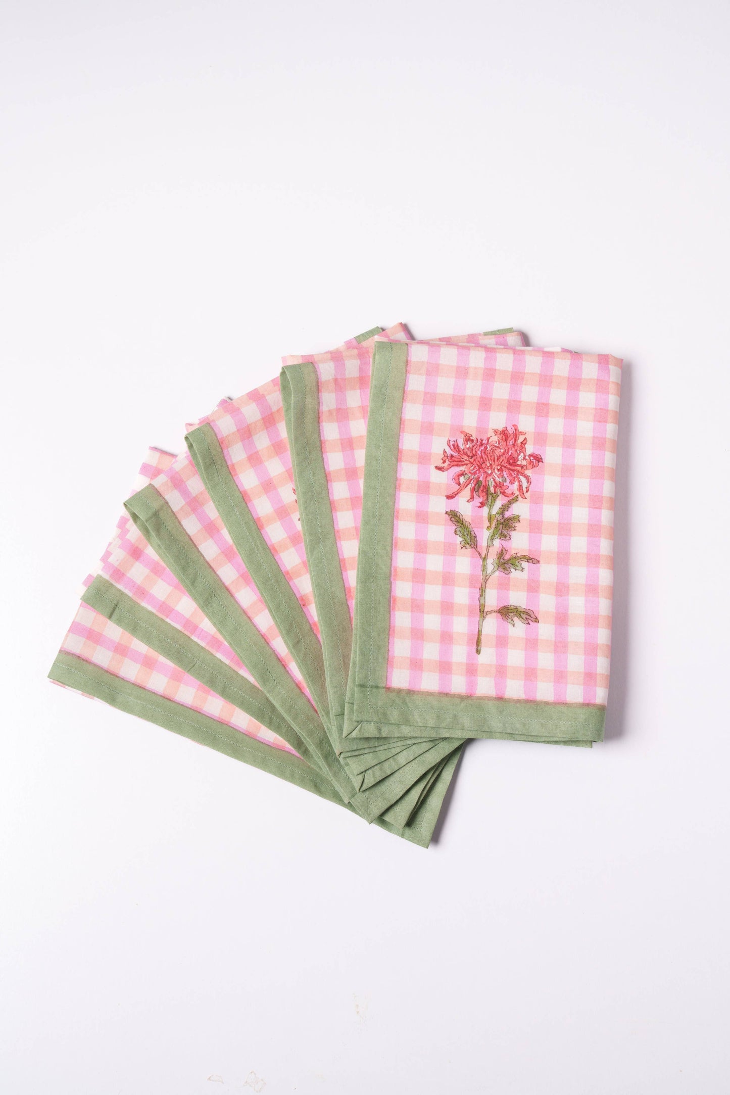 Dahlia Gingham Blockprint Napkins, Set of 4 - Tableware by Carlyle Avenue
