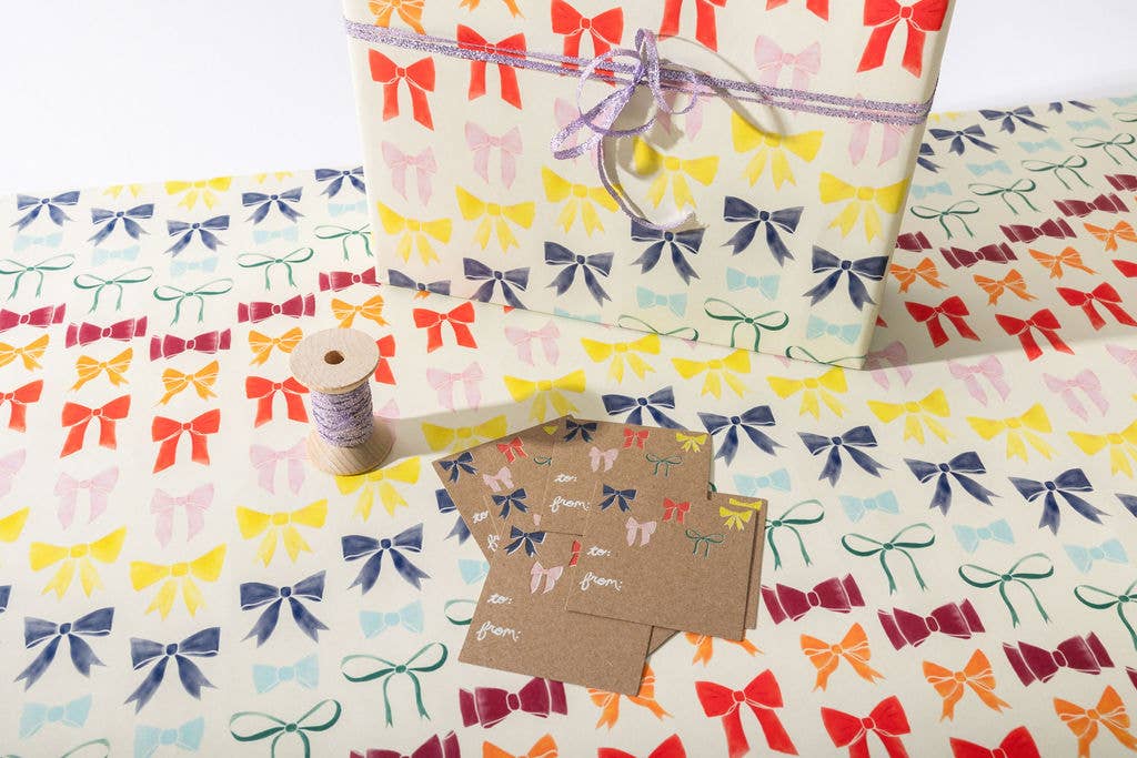 To/From Rainbow Bows Sticker Gift Tags - Gift Wrap by Carlyle Avenue