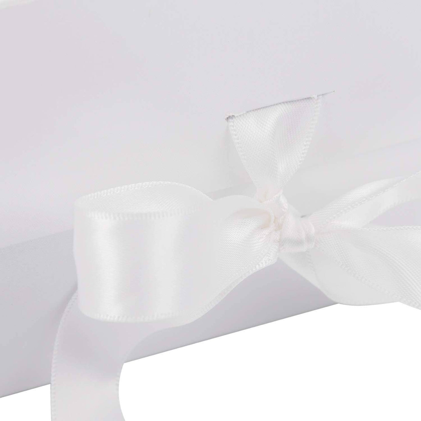 8" x 8" x 4" Collapsible Gift Box w/ Satin Ribbon & Magnetic | White