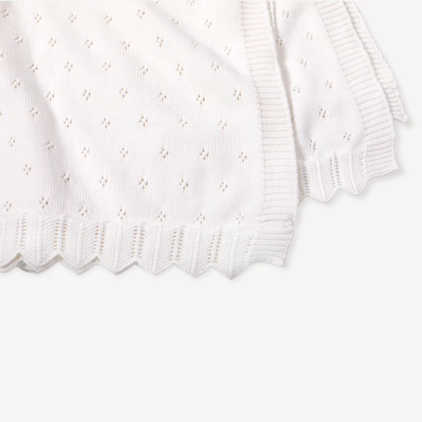 Dove White Classic Pointelle Knit Baby Blanket (Organic)