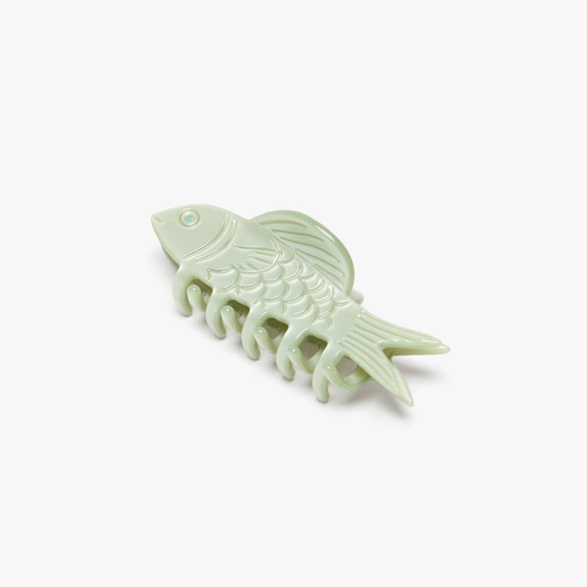 Jade Green Fish Mini Acetate Hair Claw Clip Opal Rhinestones - by Carlyle Avenue