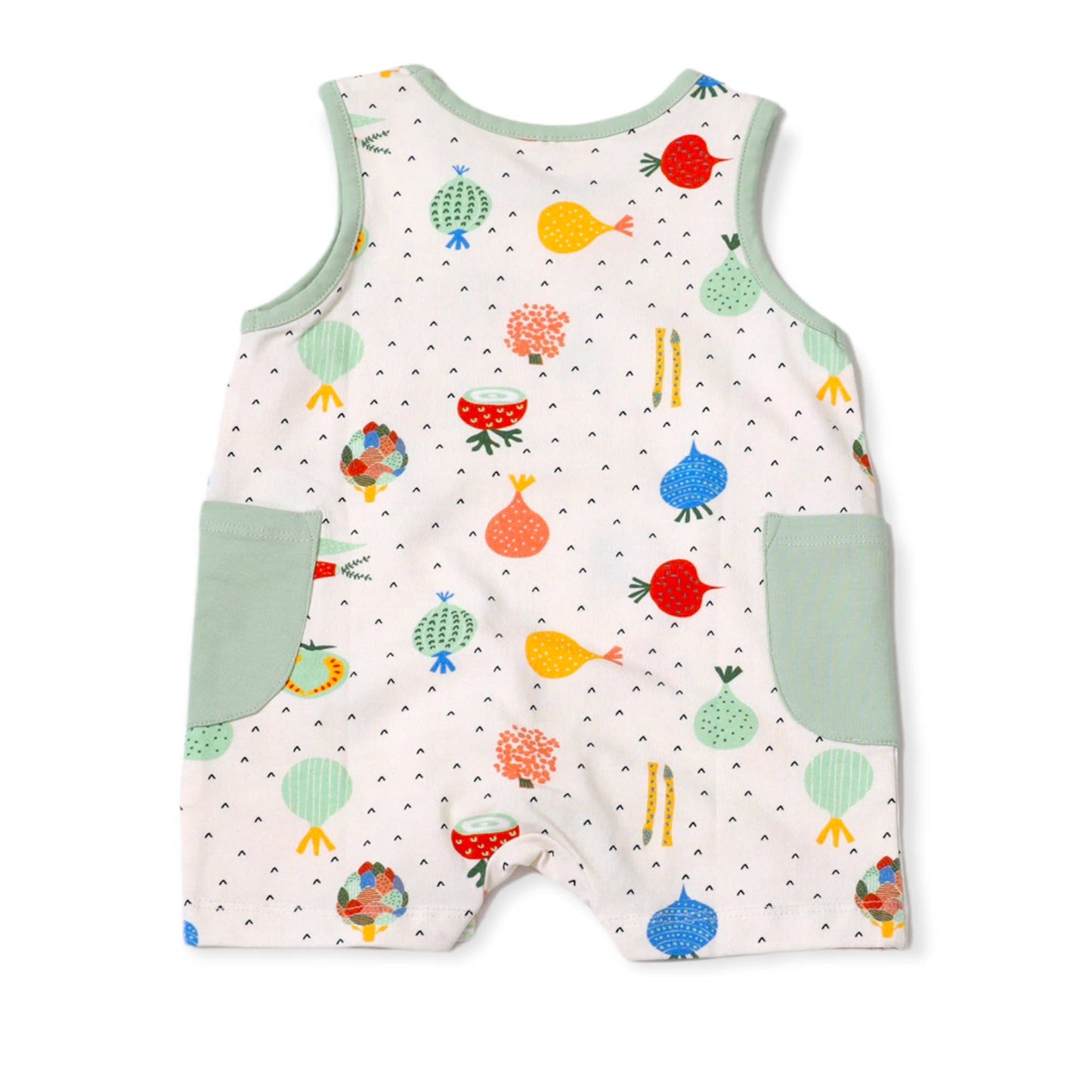 Veggie Side Pocket Shortie Baby Romper (Organic Cotton) - Kids Clothing by Carlyle Avenue