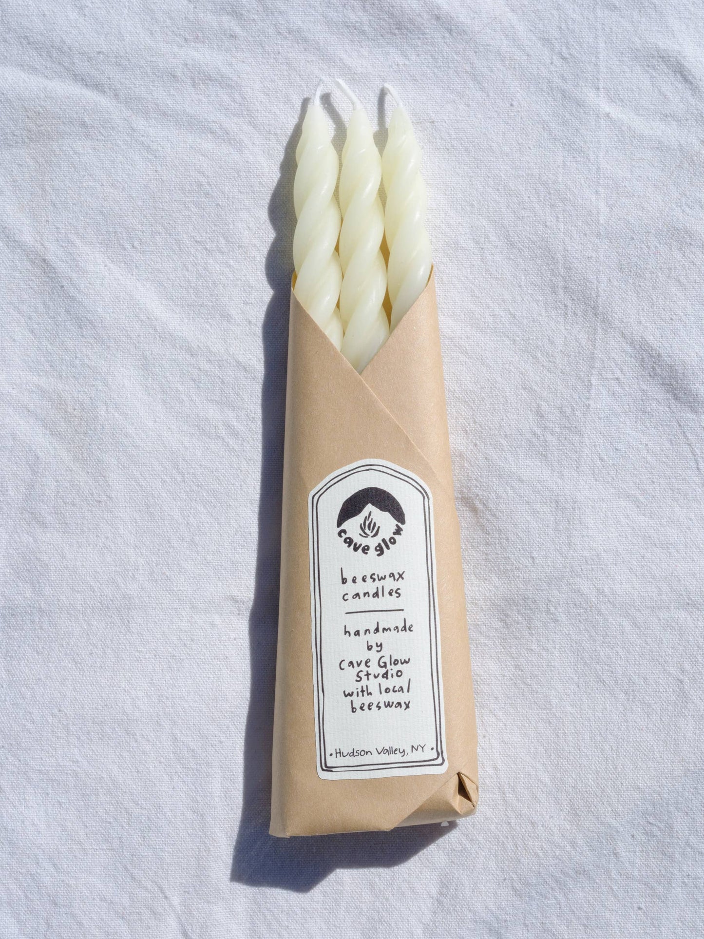 White Beeswax Taper Candles Set of 3