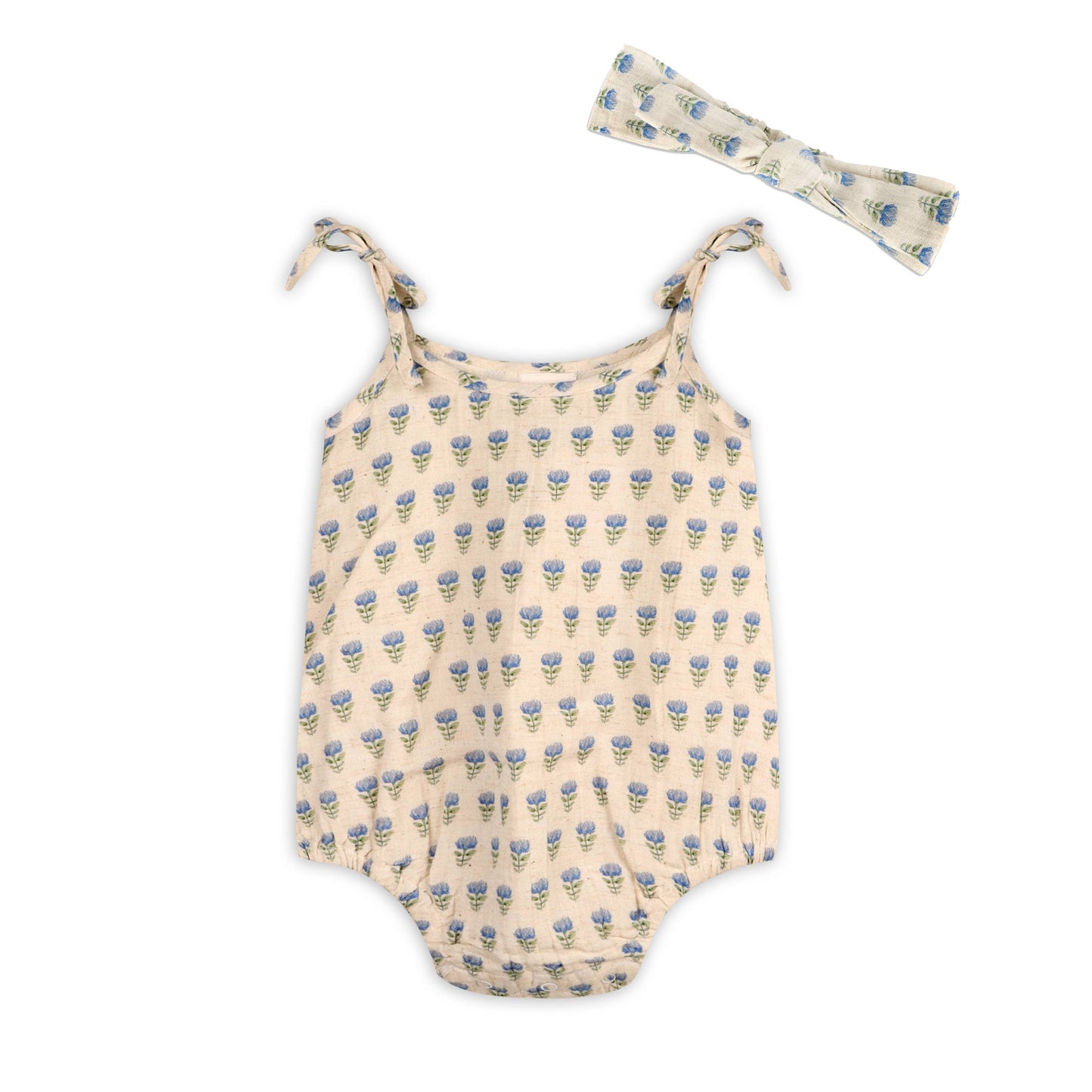 Jaipur Linen Blend Bubble Baby Romper + Headband - Kids Clothing by Carlyle Avenue