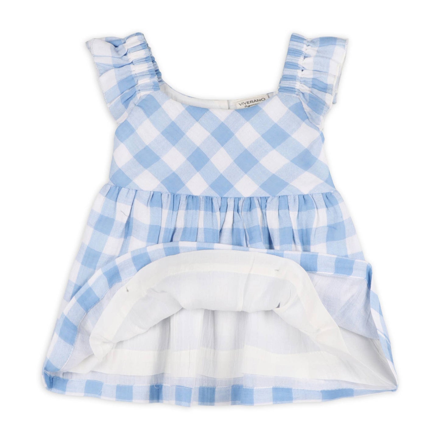 Audrey Arctic Blue Gingham Baby Dress + Bloomer (Organic) - Kids Clothing by Carlyle Avenue