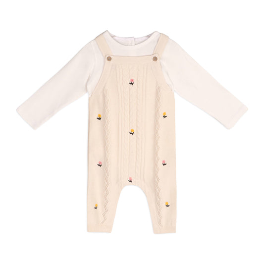 Mini Flowers Cable Knit Baby Overall & Bodysuit (Organic) -  by Carlyle Avenue