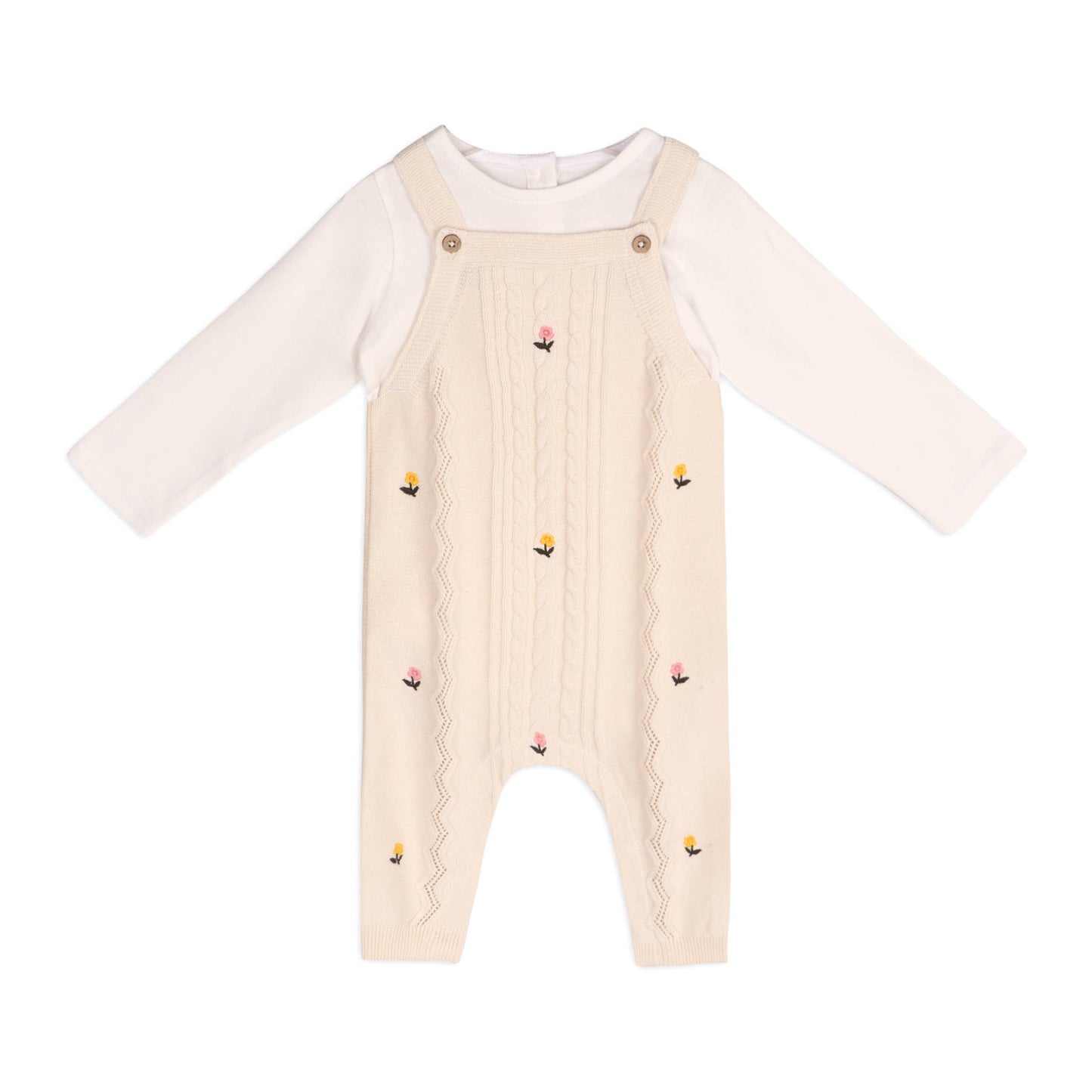 Mini Flowers Cable Knit Baby Overall & Bodysuit (Organic) - by Carlyle Avenue
