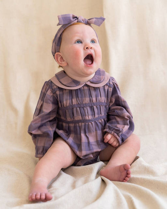 Smocked Peter Pan Gingham Baby Romper (Organic) -  by Carlyle Avenue