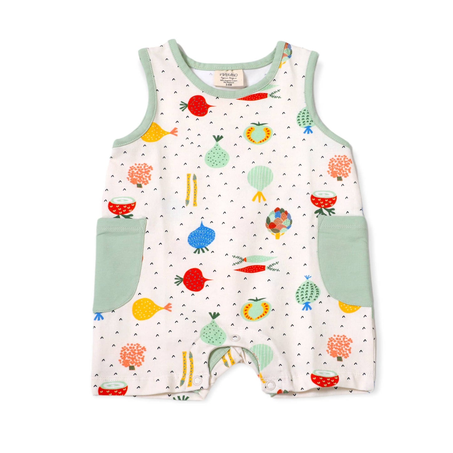 Veggie Side Pocket Shortie Baby Romper (Organic Cotton) - Kids Clothing by Carlyle Avenue
