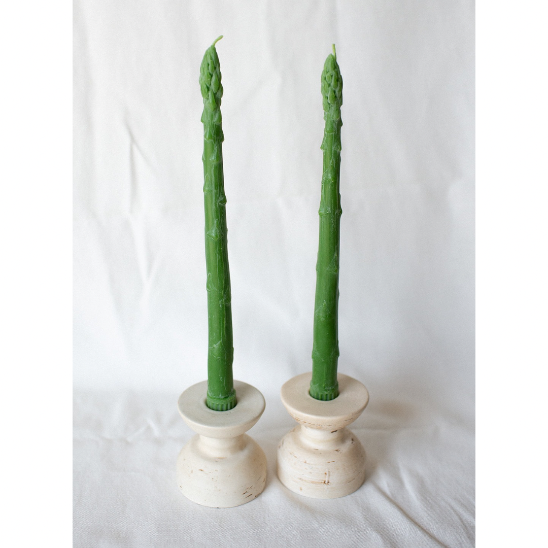Beeswax Asparagus Candle Taper Pair (2) - by Carlyle Avenue