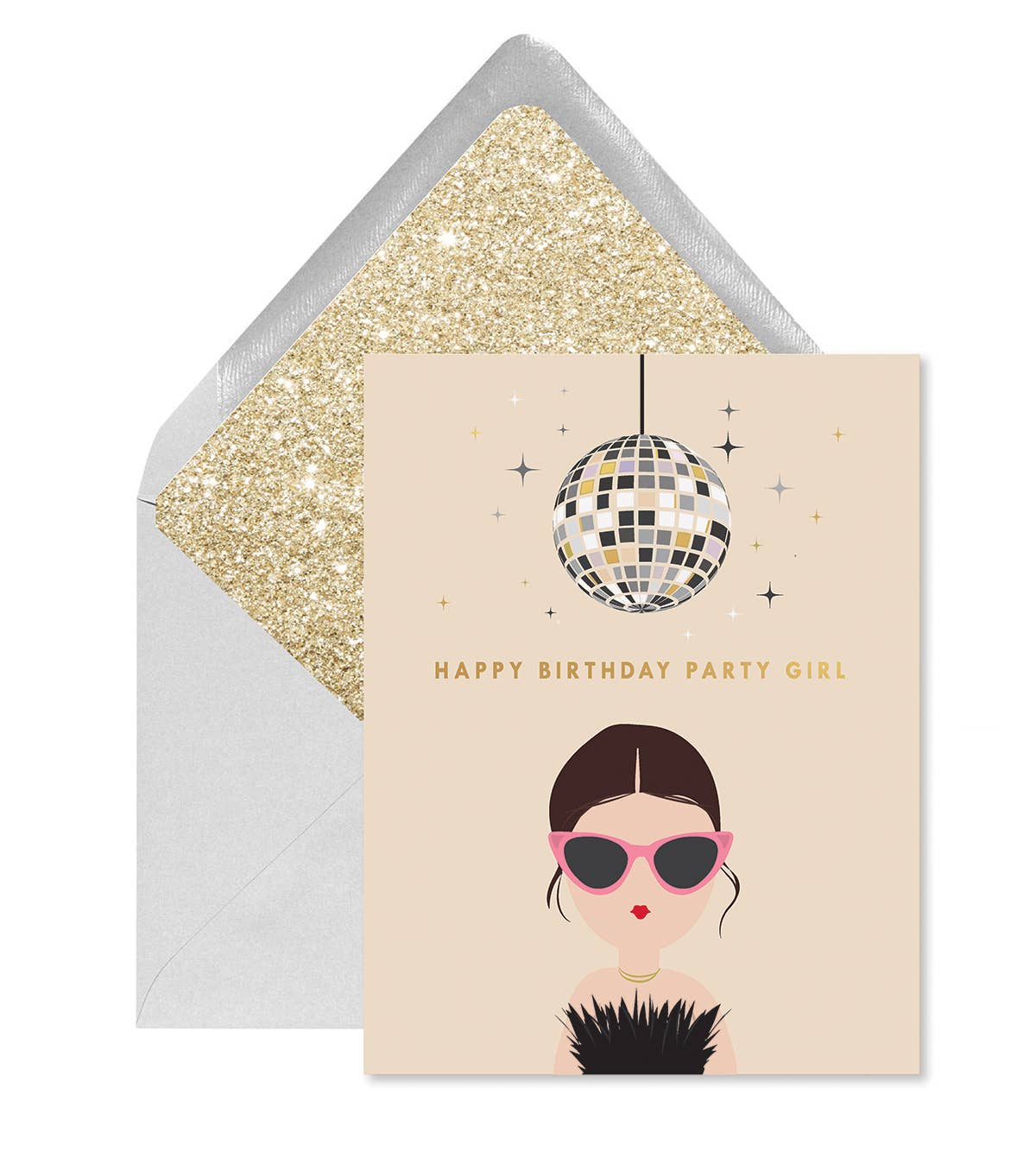 Disco Party Girl Birthday Greeting Card - by Carlyle Avenue
