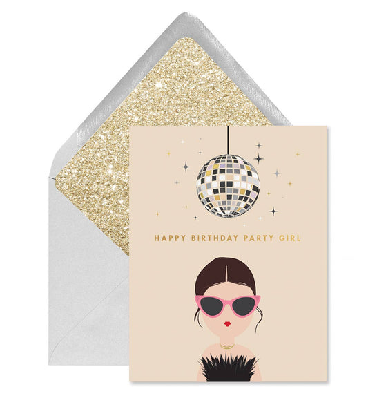 Disco Party Girl Birthday Greeting Card -  by Carlyle Avenue