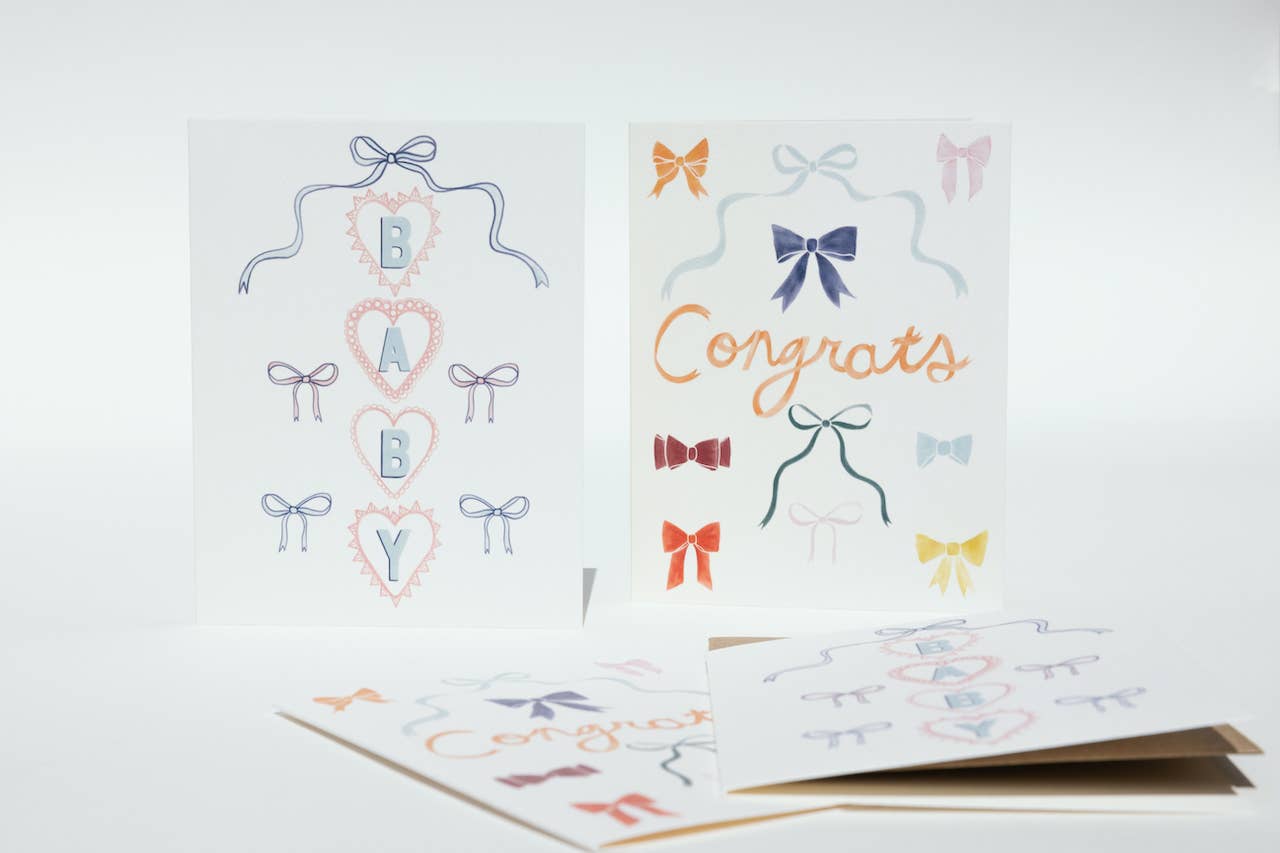 Bows Baby Card - Greeting Cards by Carlyle Avenue