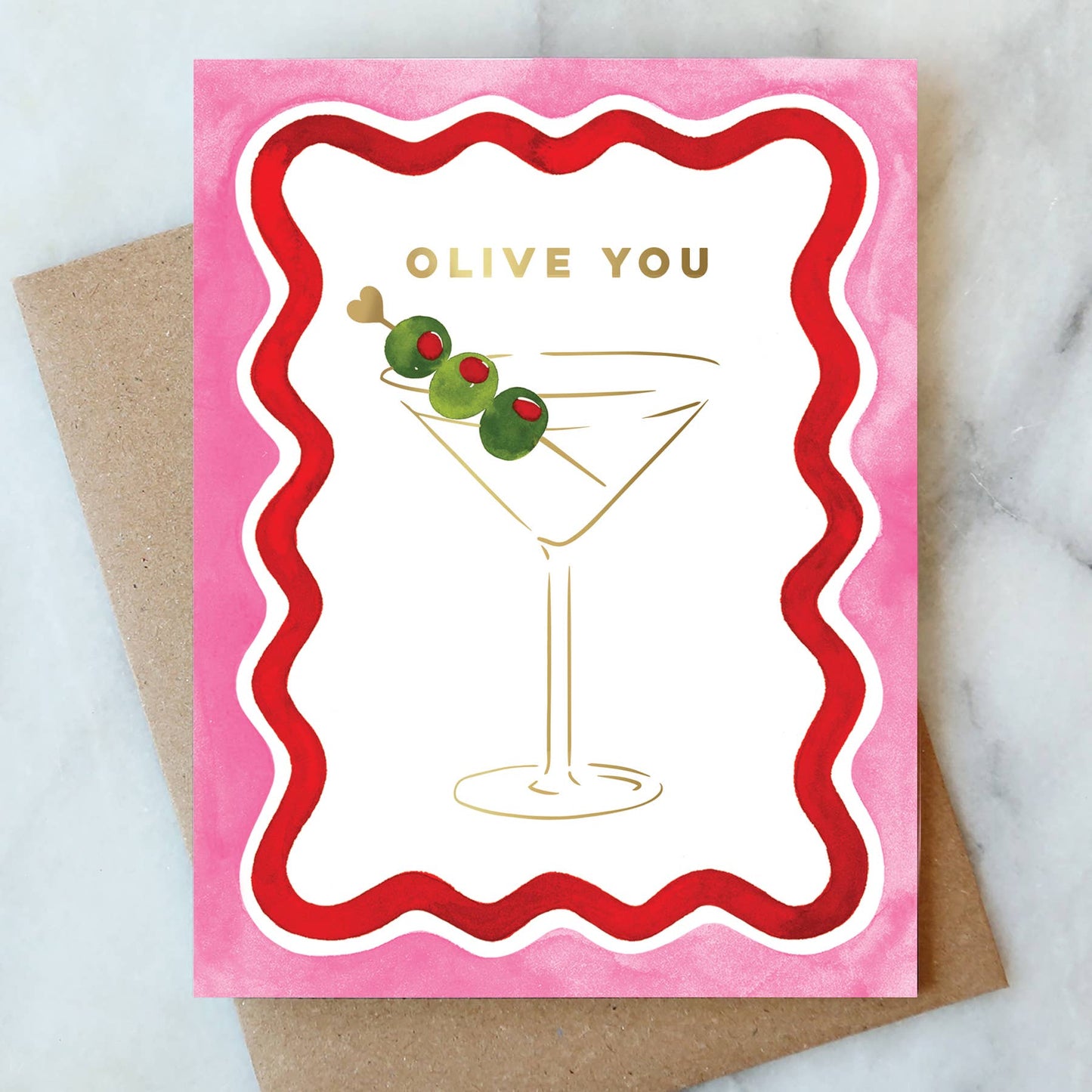 Olive You Martini Card | Valentine Love Friendship - Greeting Cards by Carlyle Avenue
