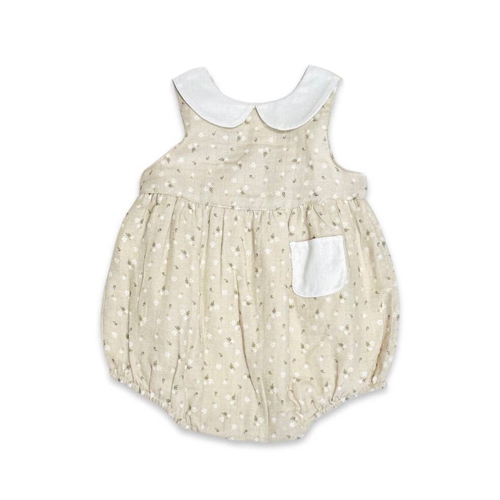 Ditsy Floral Peter Pan Bubble Baby Romper (Organic Muslin) - Kids Clothing by Carlyle Avenue