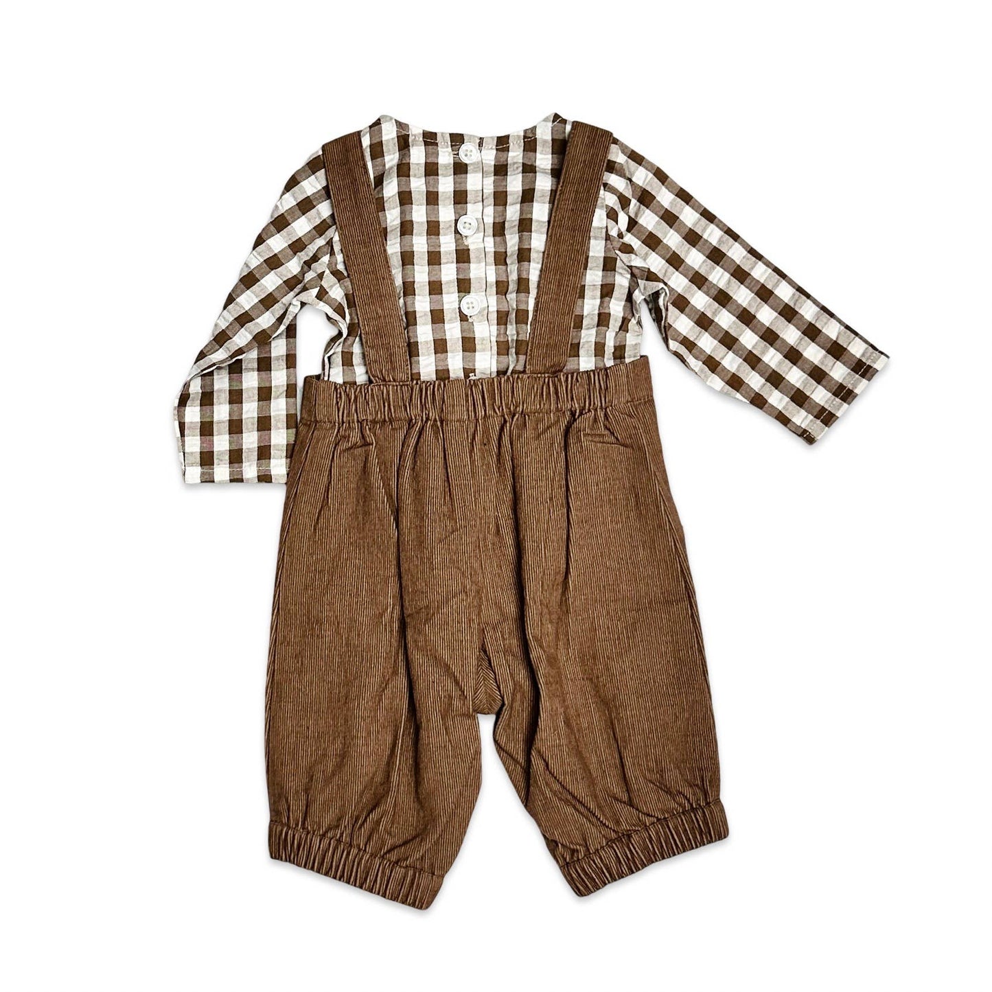 Gingham Muslin Shirt + Corduroy Baby Overall SET (Organic) - by Carlyle Avenue