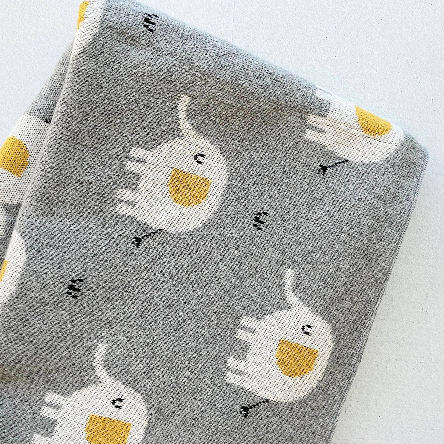 Elephant - Organic Cotton Jacquard Sweater Knit Baby Blanket - Baby Blanket by Carlyle Avenue