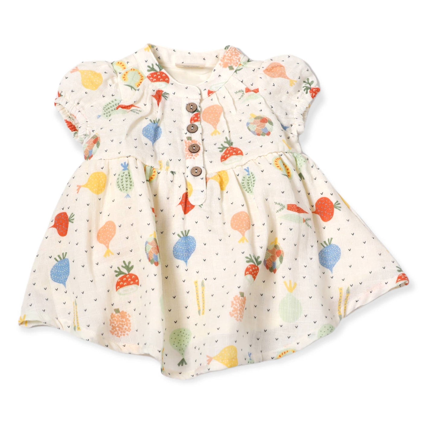 Veggie Puff Sleeve Muslin Baby Dress+Bloomer(Organic Muslin) - Kids Clothing by Carlyle Avenue