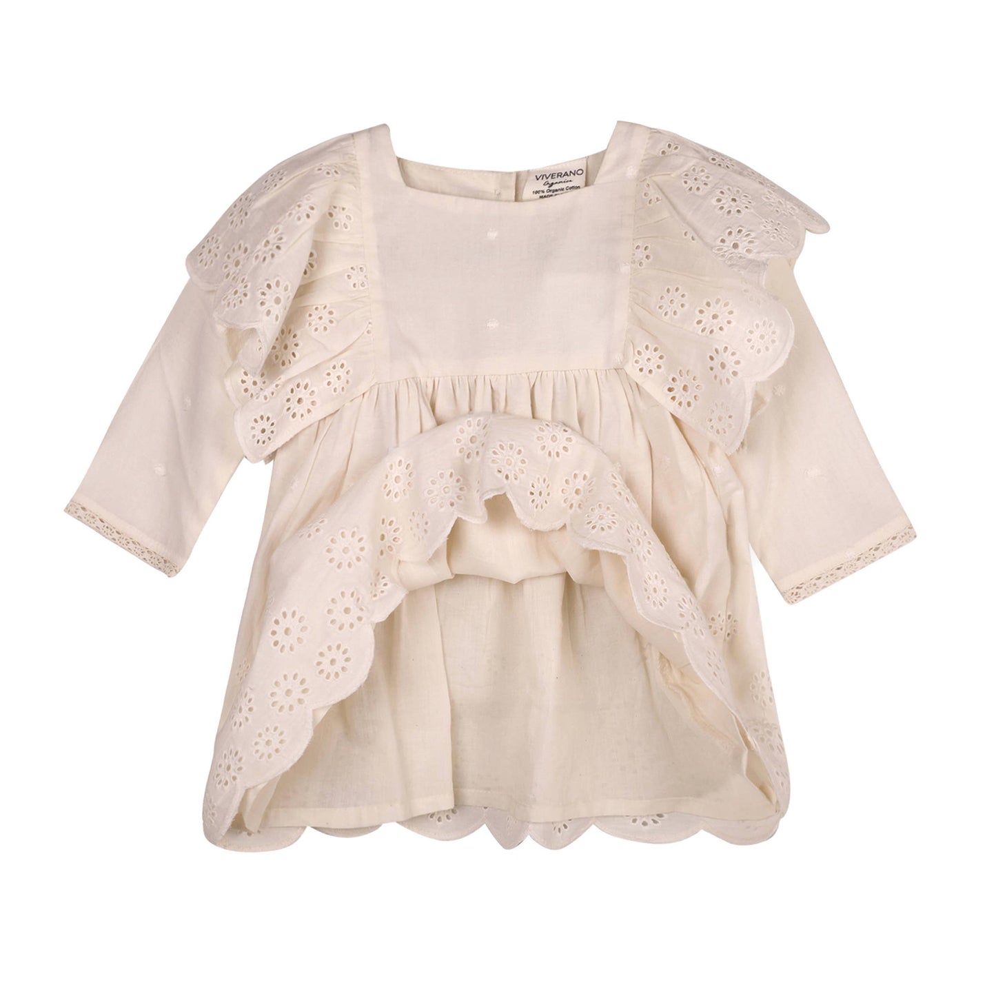 Schiffli Lace Collar Baby Girl Dress & Bloomer (Organic) - by Carlyle Avenue
