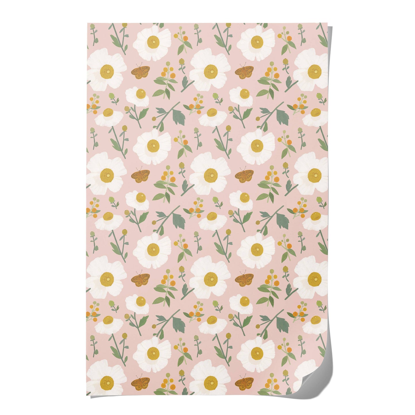 White Poppies wrapping paper - Gift Wrap by Carlyle Avenue