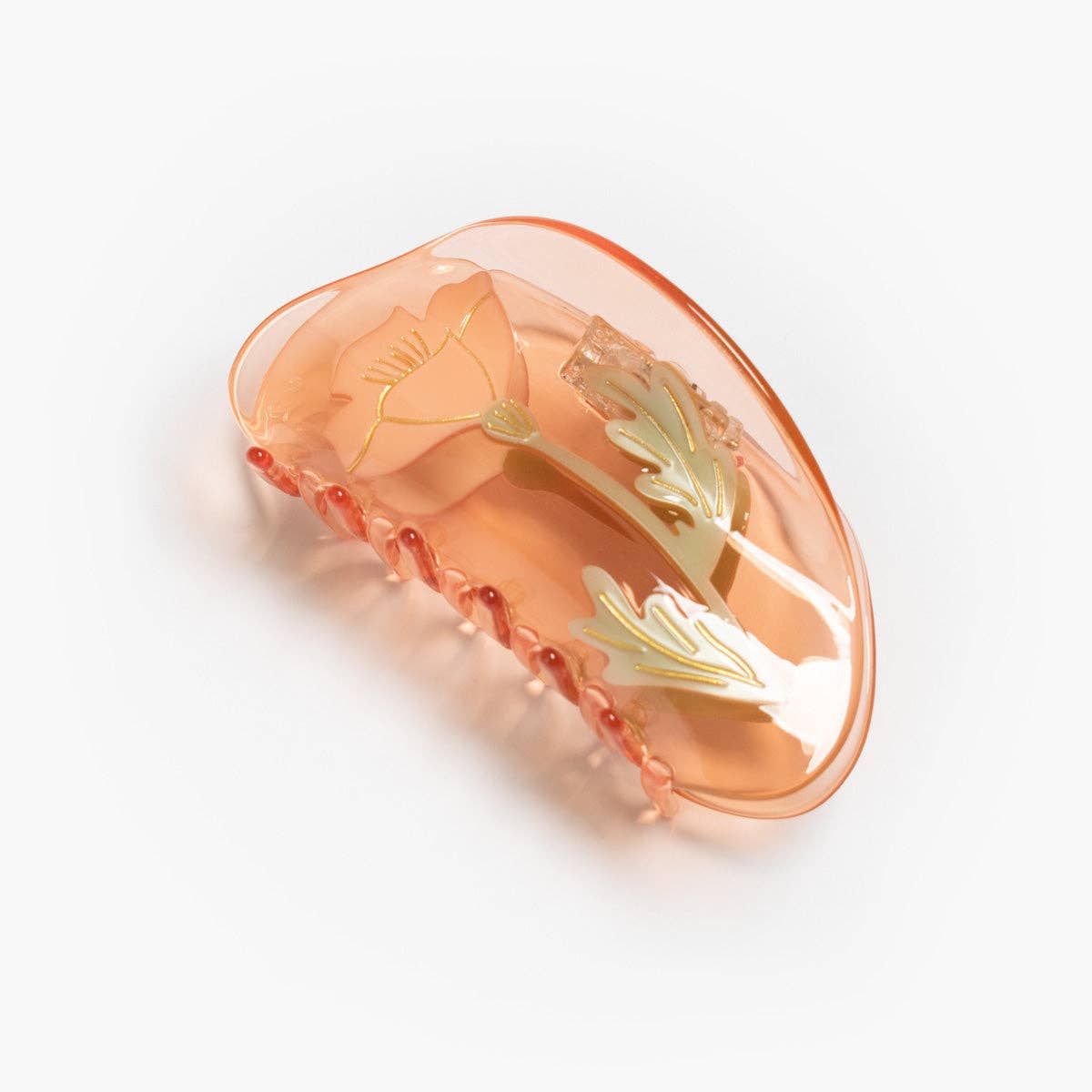 California Poppy Wildflower Hair Claw in Clear Acetate -  by Carlyle Avenue