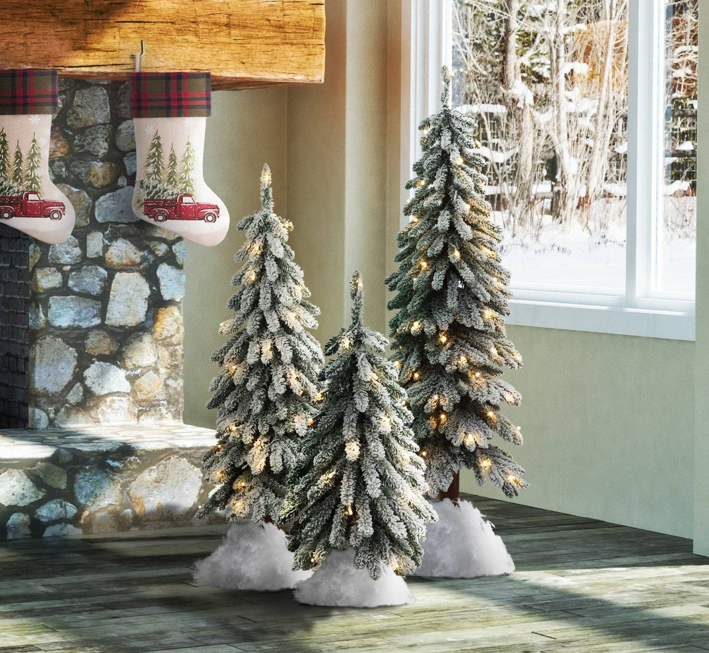 2 Foot Lightly Flocked Alpine Tree - Christmas Trees by Carlyle Avenue