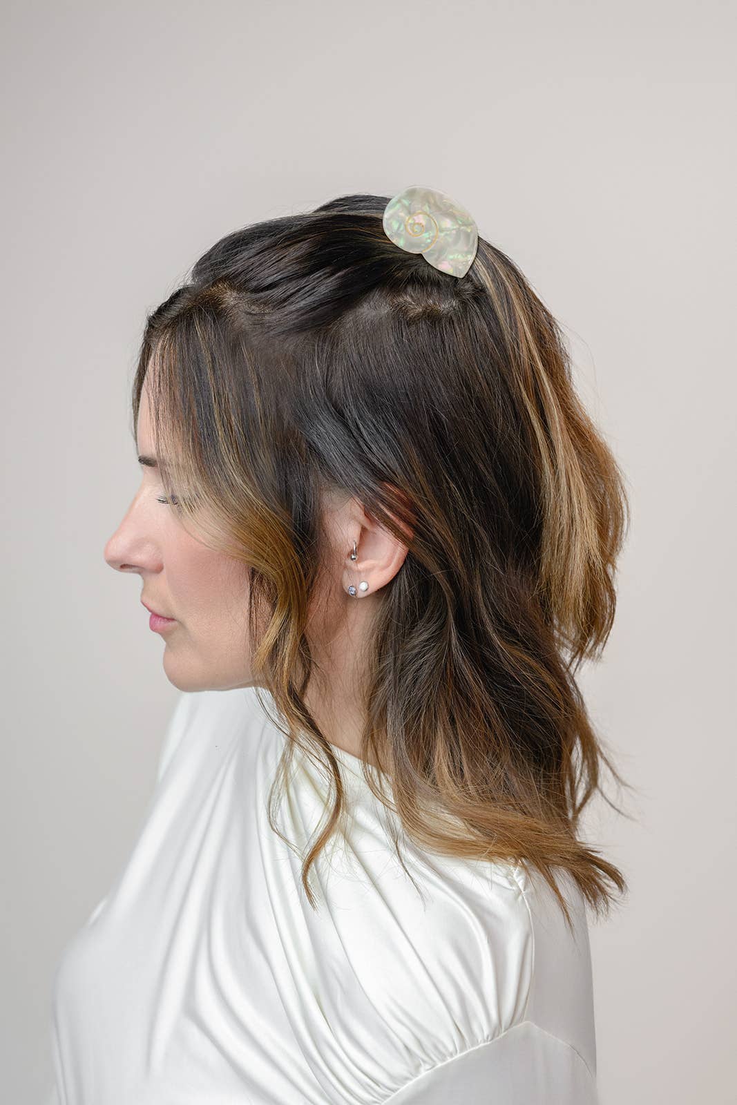 Siren Sea Shell Opal Acetate Mini Hair Claw for a Mermaid - by Carlyle Avenue