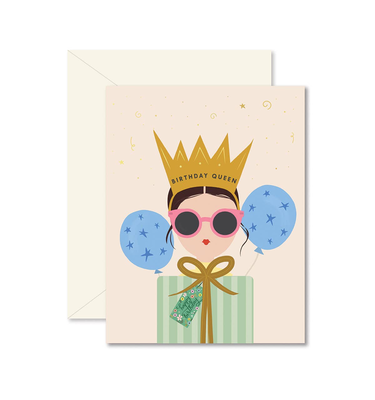 Birthday Queen Brunette Greeting Card - Greeting Cards by Carlyle Avenue