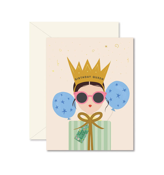 Birthday Queen Brunette Greeting Card - Greeting Cards by Carlyle Avenue