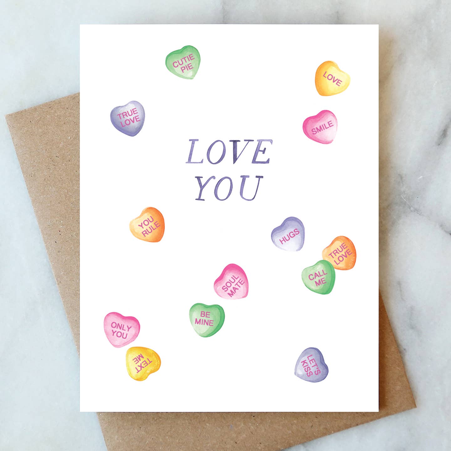 Candy Hearts Love Greeting Card | Valentine Love Friendship - Greeting Cards by Carlyle Avenue